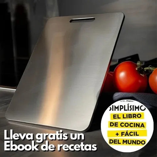 Tabla grande en acero inoxidable + EBOOK de recetas GRATIS